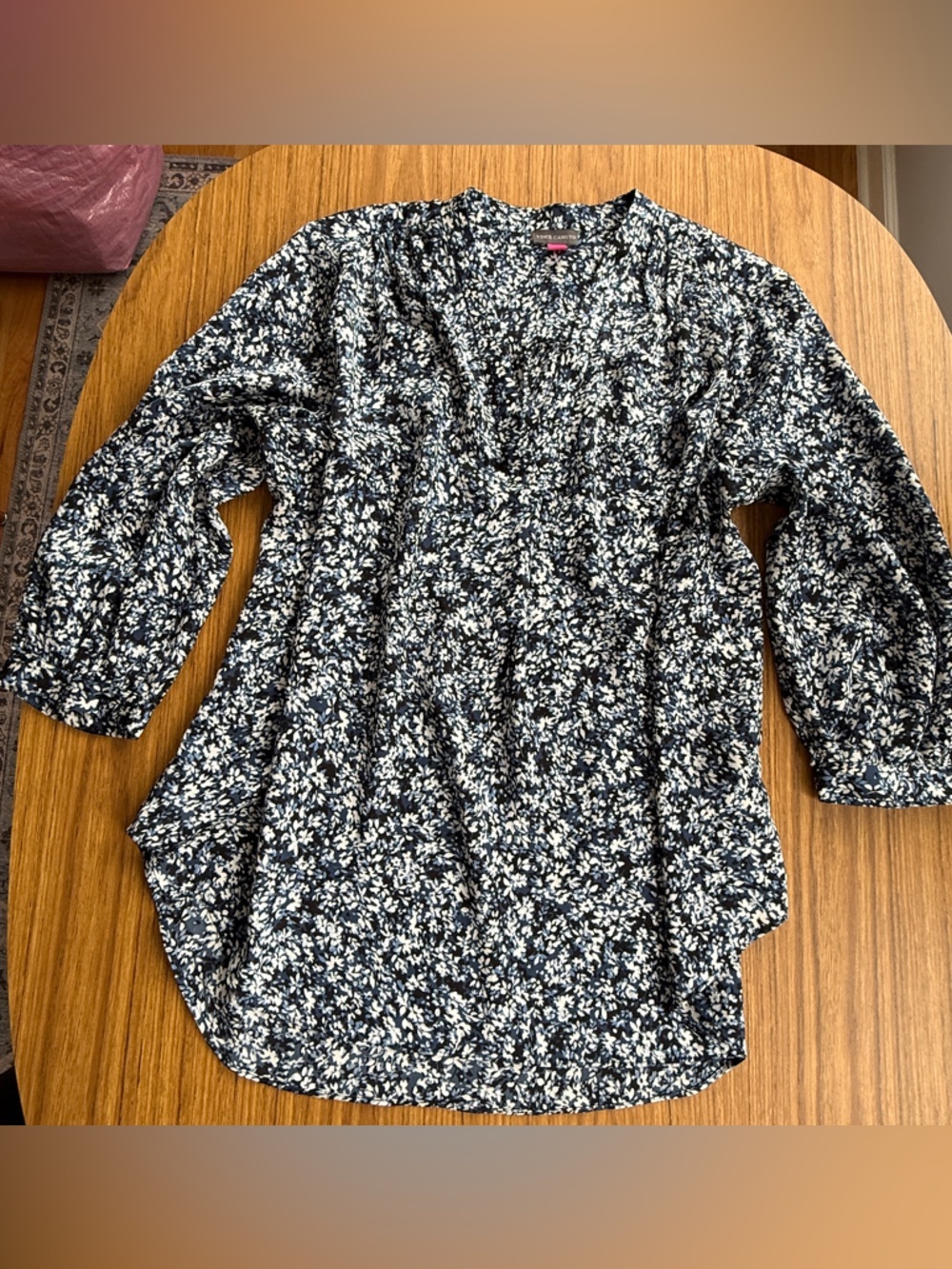 Vince Camuto Floral Blue Top 2X